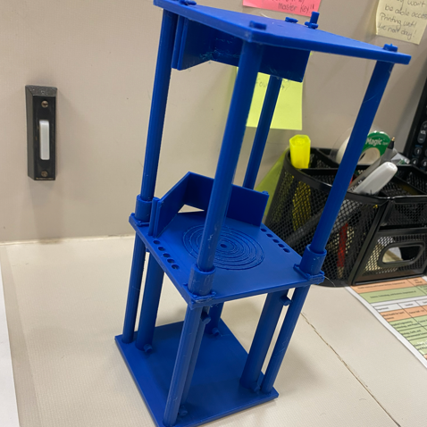 Blue 3D printed structural prototype